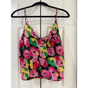 Y2K Vibrant Retro Floral Print Romantic Cami Tank Top‎ Women's Size M USA